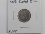 1886 SEATED DIME VF+