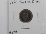 1890 SEATED DIME VF+