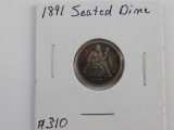 1891 SEATED DIME VF+