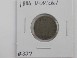 1886 V-NICKEL (KEY DATE) AG+