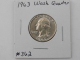 1963 WASHINGTON QUARTER BU