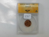 1945S LINCOLN CENT ANACS MS66 RED