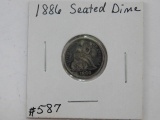 1886 SEATED DIME VG