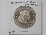 1981 WORLD WIDE MINT 1-OZ. .999 SILVER ROUND BU