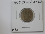 1867 SHIELD NICKEL XF