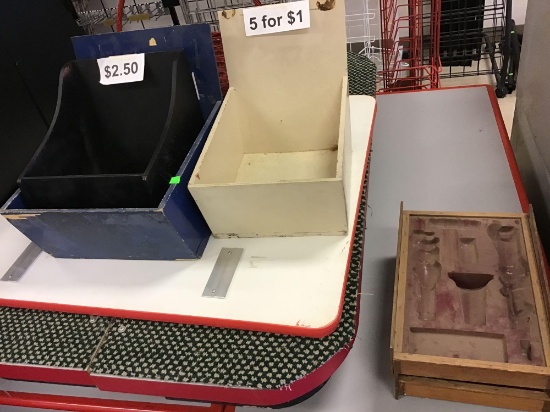3 wooden POS bins, record size