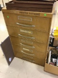 5 drawer metal vintage cabinet, 42 inches tall