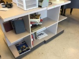 2 laminate store displays, 4 sided on casters, 30 x 30 x 38 inches