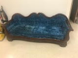 Antique wooden framed sofa, with horse hair stuffing, needs some TLC