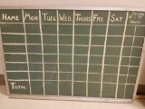 Vintage 2ft by 3ft chalkboard marked with days of the week.