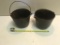 2- 8 inch cast iron bean pots