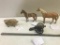 Cast Iron Toy Cannon, Cast Pig Bank, and 2 Cast Iron Horses