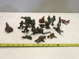Lot of metal toy soldiers, some are broken or missing pieces