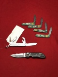 American made novelty knives, US 1967 military camp knife and push button knife