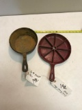 Cast Iron No. 8 saucepan, and Painted Cornbread Pan