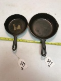 2 Cast Iron skillets, one marked 5X and one marked no. 3