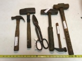 Lot of assorted hammers, various kinds