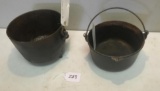 2- Cast Iron Bean Pots, one marked Pitts PA no. 5