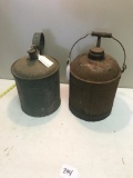 2- Vintage Metal Fuel Cans, both approx 1 gallon