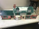 Vintage Metal Playhouse with misc accessories, approx 30 inches long