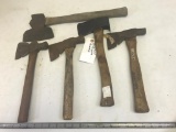 Lot of vintage hatchets including a small broad axe