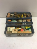 Tacklebox with various assorted vintage and antique fishing lures