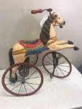 SCROLL STOPPER PIECE Wooden Horse Tricycle with real horse hair tail