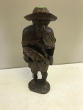 Believed to be antique carved wood Farmer Statue