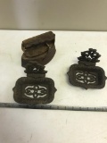 2- Cast Iron Soap Holders, and one sad iron with handle