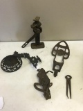 Various Cast Iron Lot, Vintage jack, pliers and more