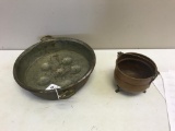 Copper Kettle and Copper Pan, pan is 13.5 inches across