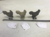 3 Small Cast Iron Chickens