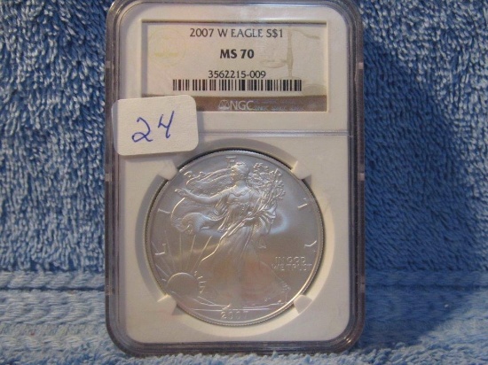2007W SILVER EAGLE NGC MS70