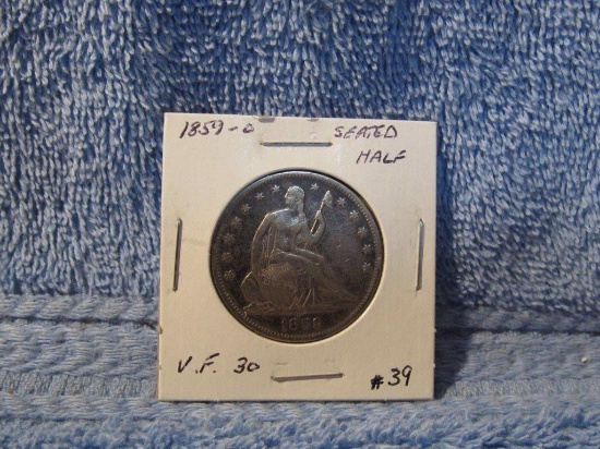 1859O SEATED HALF VF+