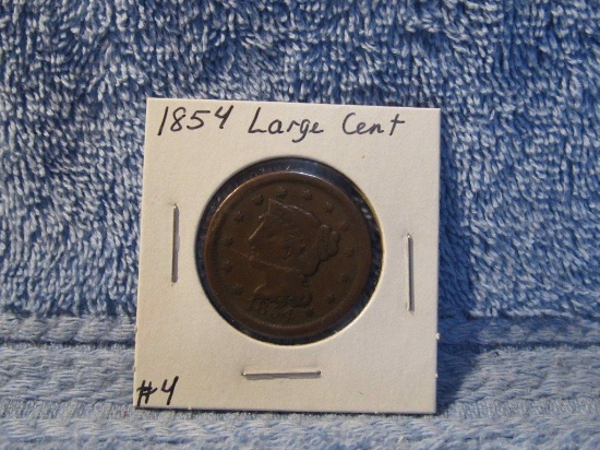 1854 LARGE CENT F-REV. SCRATCHES