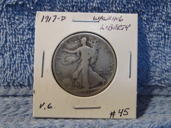 1917D REV. WALKING LIBERTY HALF VG