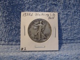 1938D WALKING LIBERTY HALF VF