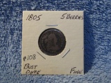 1805 BUST DIME 5-BERRIES F