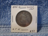 1875S SEATED HALF XF+