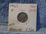 1942/1D MERCURY DIME VF