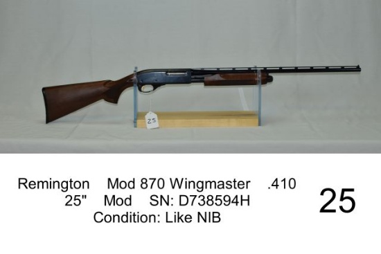 Remington    Mod 870 Wingmaster    .410    25"    Mod    SN: D738594H    Co
