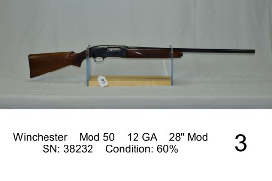 Winchester    Mod 50    12 GA    28" Mod    SN: 38232    Condition: 60%