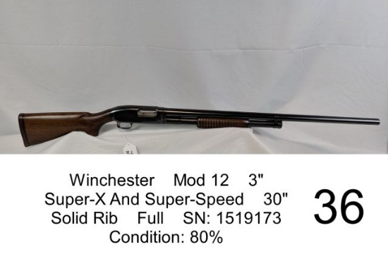 Winchester    Mod 12    3"    Super-X And Super-Speed    30"    Solid Rib