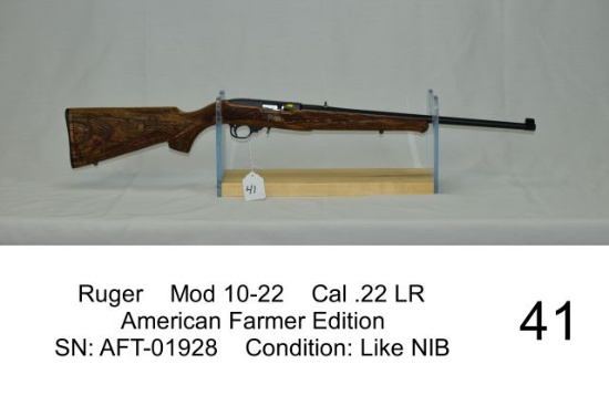 Ruger    Mod 10-22    Cal .22 LR    American Farmer Edition    SN: AFT-0192