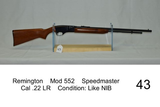 Remington    Mod 552    Speedmaster    Cal .22 LR    Condition: Like NIB