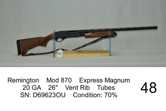 Remington    Mod 870    Express Magnum    20 GA    26"    Vent Rib    Tubes