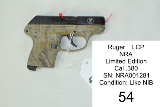 Ruger    LCP    NRA    Limited Edition    Cal .380    SN: NRA001281    Cond