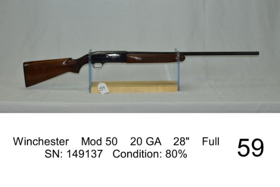Winchester    Mod 50    20 GA    28"    Full    SN: 149137   Condition: 80%