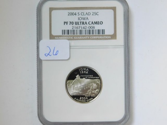 2004S IOWA STATE QUARTER NGC PF70 ULTRA CAMEO (PERFECT GRADE)