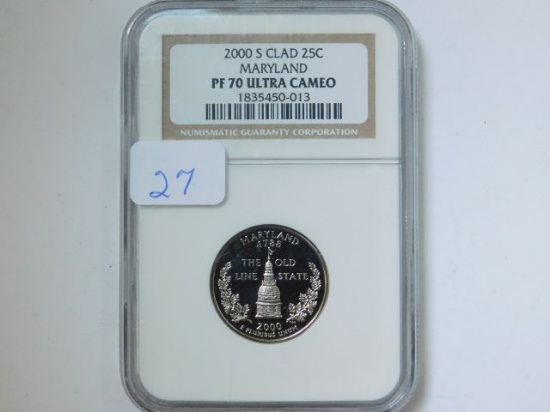 2000S MARYLAND STATE QUARTER NGC PF70 ULTRA CAMEO (PERFECT GRADE)